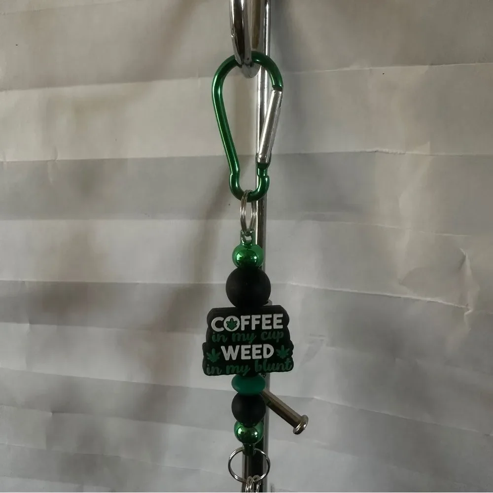 Handmade “Coffee in My Cup” Feather Keychain | Coffee Lover Bag Charm Gift